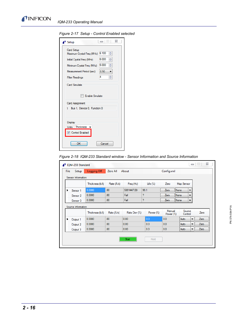 Figure 2-17, Figure 2-18 | INFICON IQM-233 Thin Film Deposition Controller PCI-Express Card Operating Manual User Manual | Page 38 / 114
