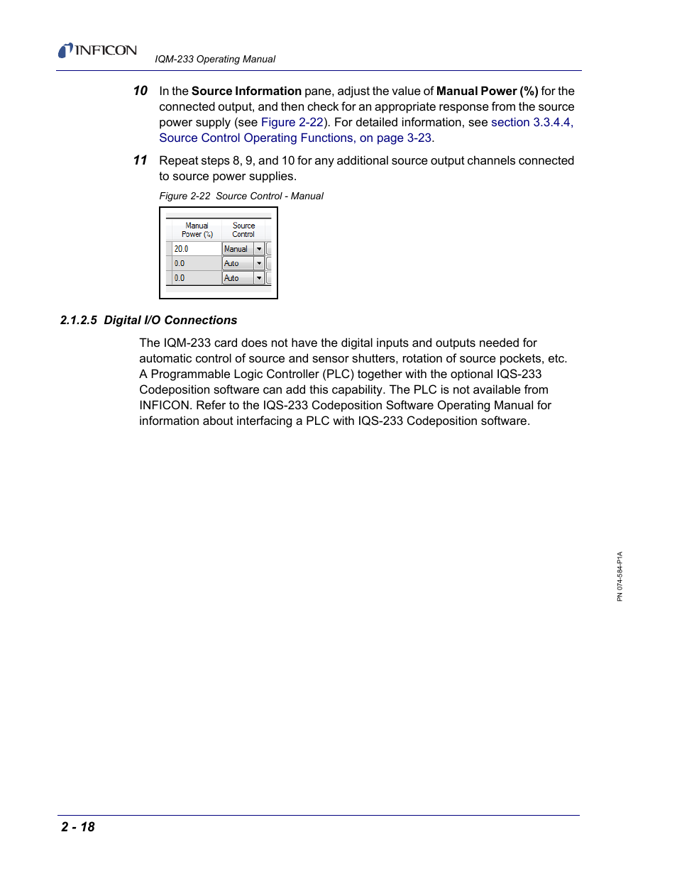 5 digital i/o connections, Section | INFICON IQM-233 Thin Film Deposition Controller PCI-Express Card Operating Manual User Manual | Page 40 / 114