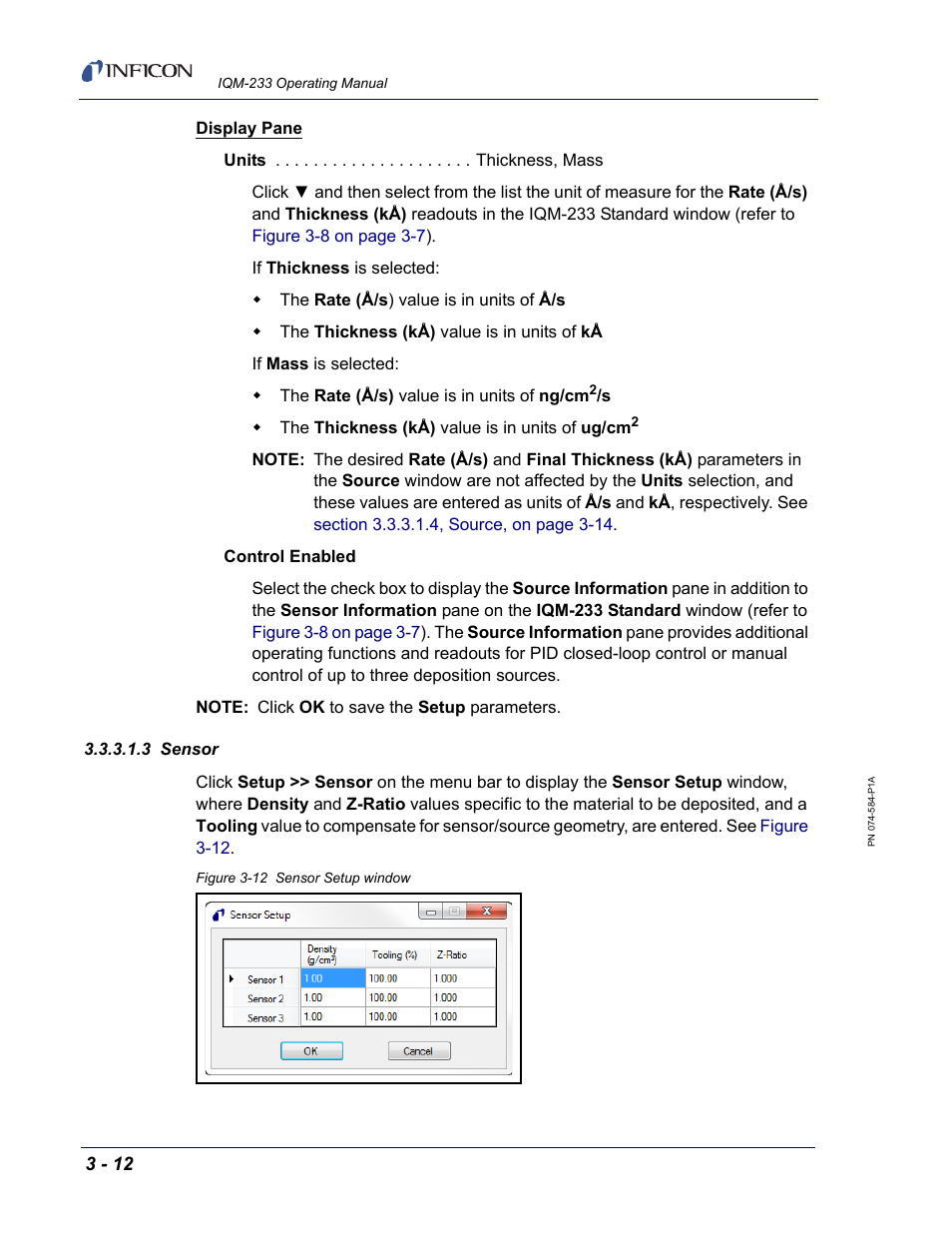 3 sensor, Section 3.3.3.1.3 | INFICON IQM-233 Thin Film Deposition Controller PCI-Express Card Operating Manual User Manual | Page 52 / 114