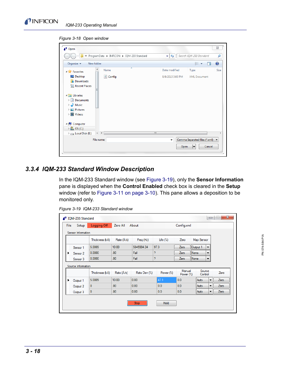 4 iqm-233 standard window description | INFICON IQM-233 Thin Film Deposition Controller PCI-Express Card Operating Manual User Manual | Page 58 / 114