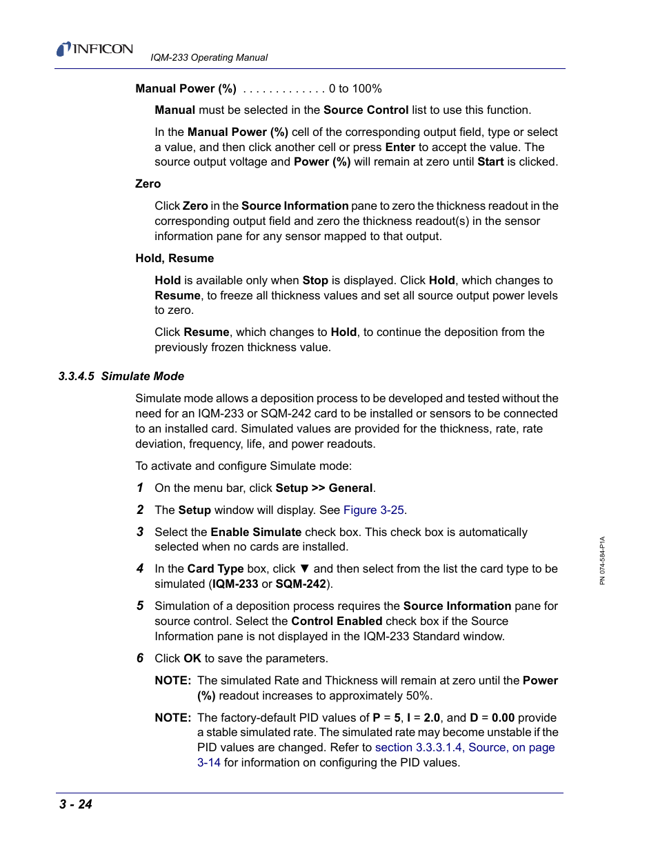 5 simulate mode, For d | INFICON IQM-233 Thin Film Deposition Controller PCI-Express Card Operating Manual User Manual | Page 64 / 114