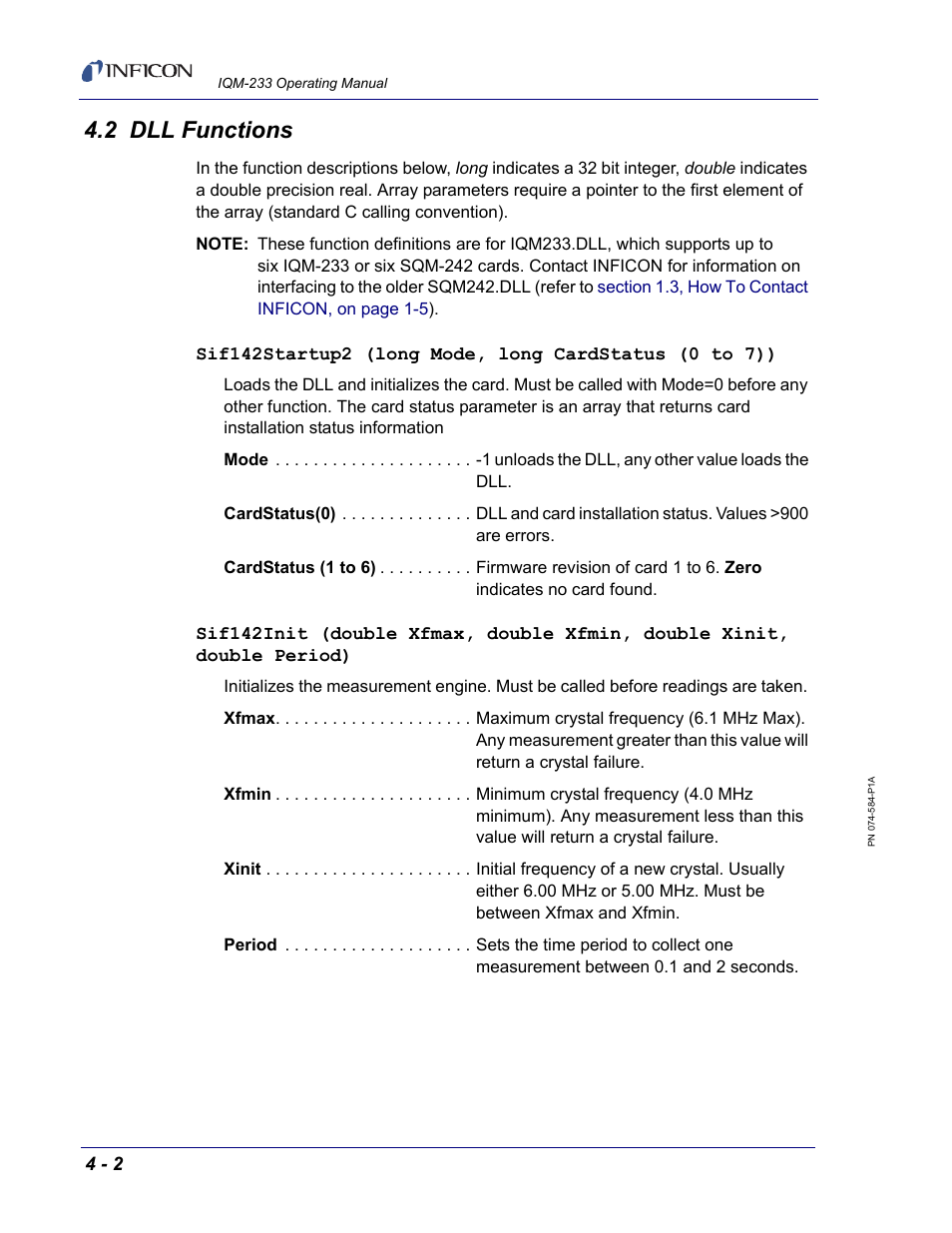 2 dll functions | INFICON IQM-233 Thin Film Deposition Controller PCI-Express Card Operating Manual User Manual | Page 68 / 114