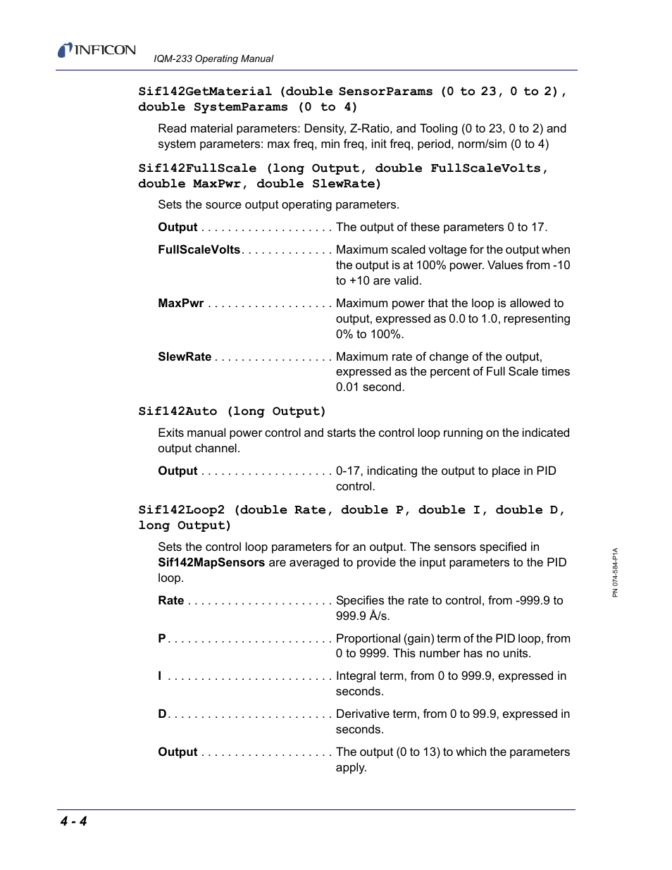 INFICON IQM-233 Thin Film Deposition Controller PCI-Express Card Operating Manual User Manual | Page 70 / 114