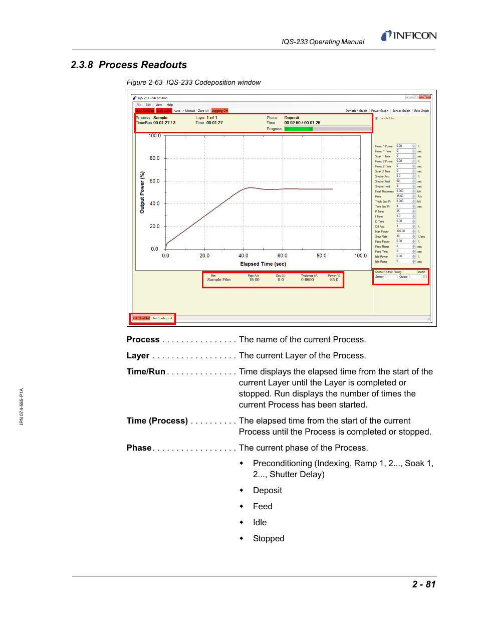 8 process readouts | INFICON IQM-233 Thin Film Deposition Controller PCI-Express Card Codeposition Software Operating Manual User Manual | Page 101 / 136