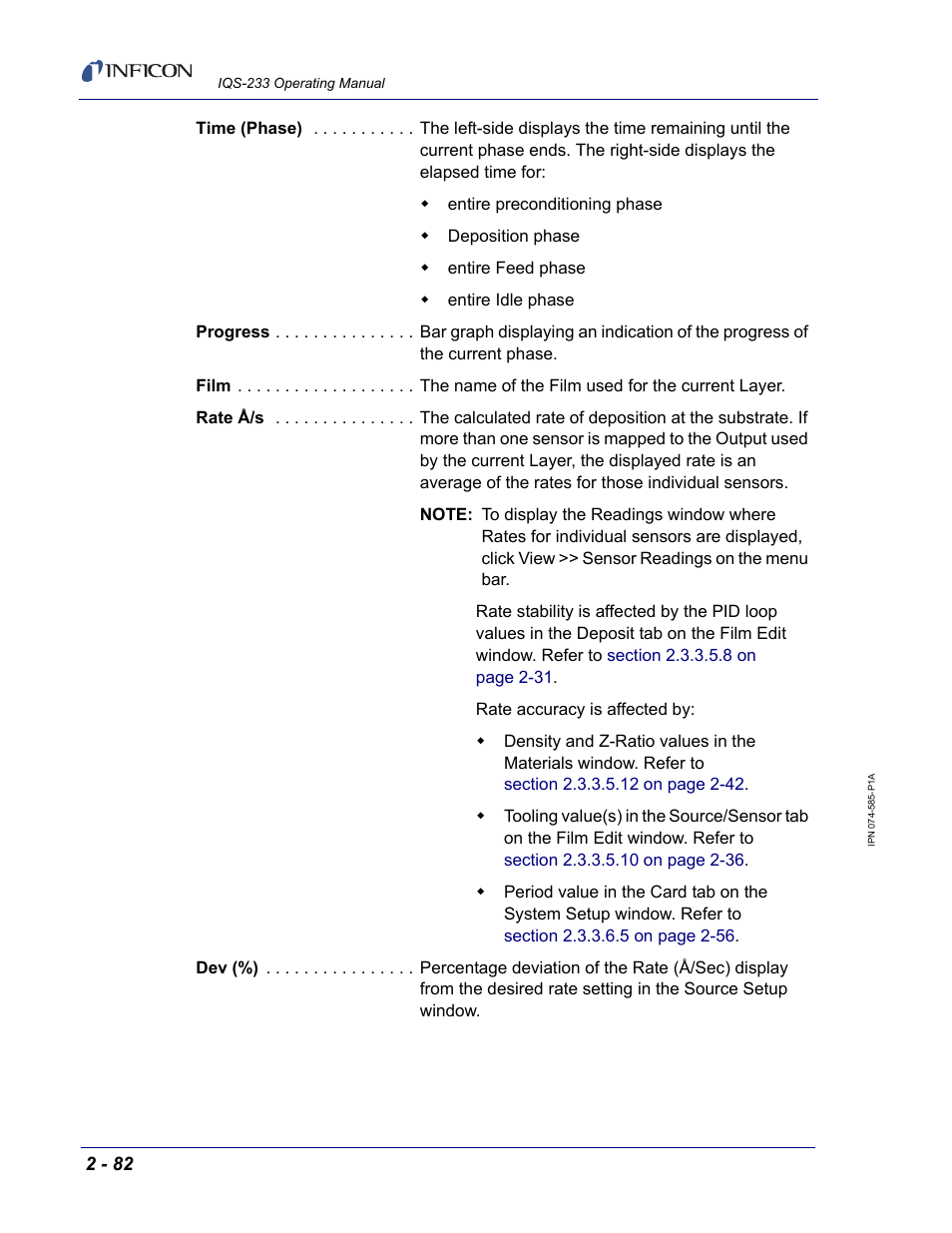 INFICON IQM-233 Thin Film Deposition Controller PCI-Express Card Codeposition Software Operating Manual User Manual | Page 102 / 136