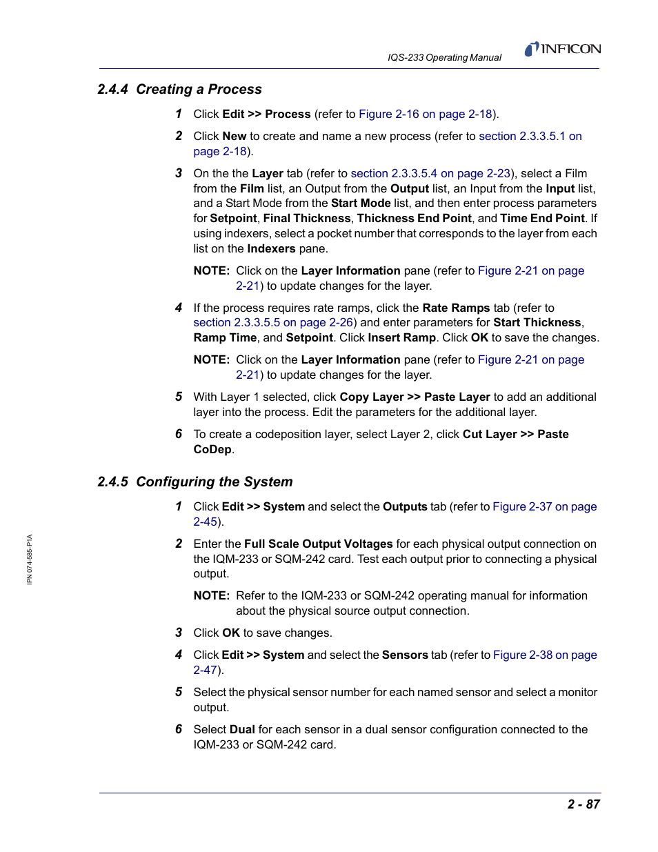 4 creating a process, 5 configuring the system | INFICON IQM-233 Thin Film Deposition Controller PCI-Express Card Codeposition Software Operating Manual User Manual | Page 107 / 136