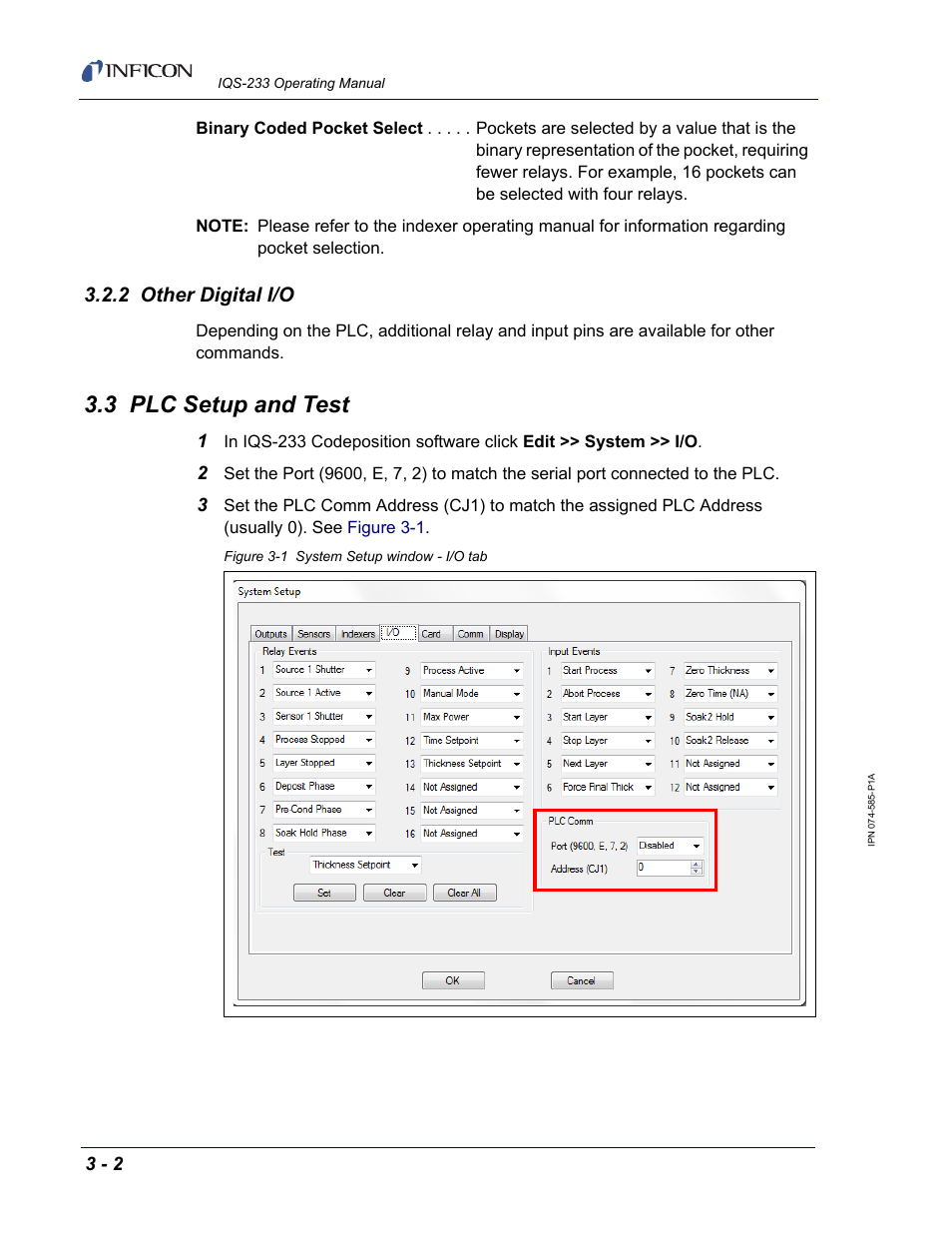 2 other digital i/o, 3 plc setup and test | INFICON IQM-233 Thin Film Deposition Controller PCI-Express Card Codeposition Software Operating Manual User Manual | Page 112 / 136
