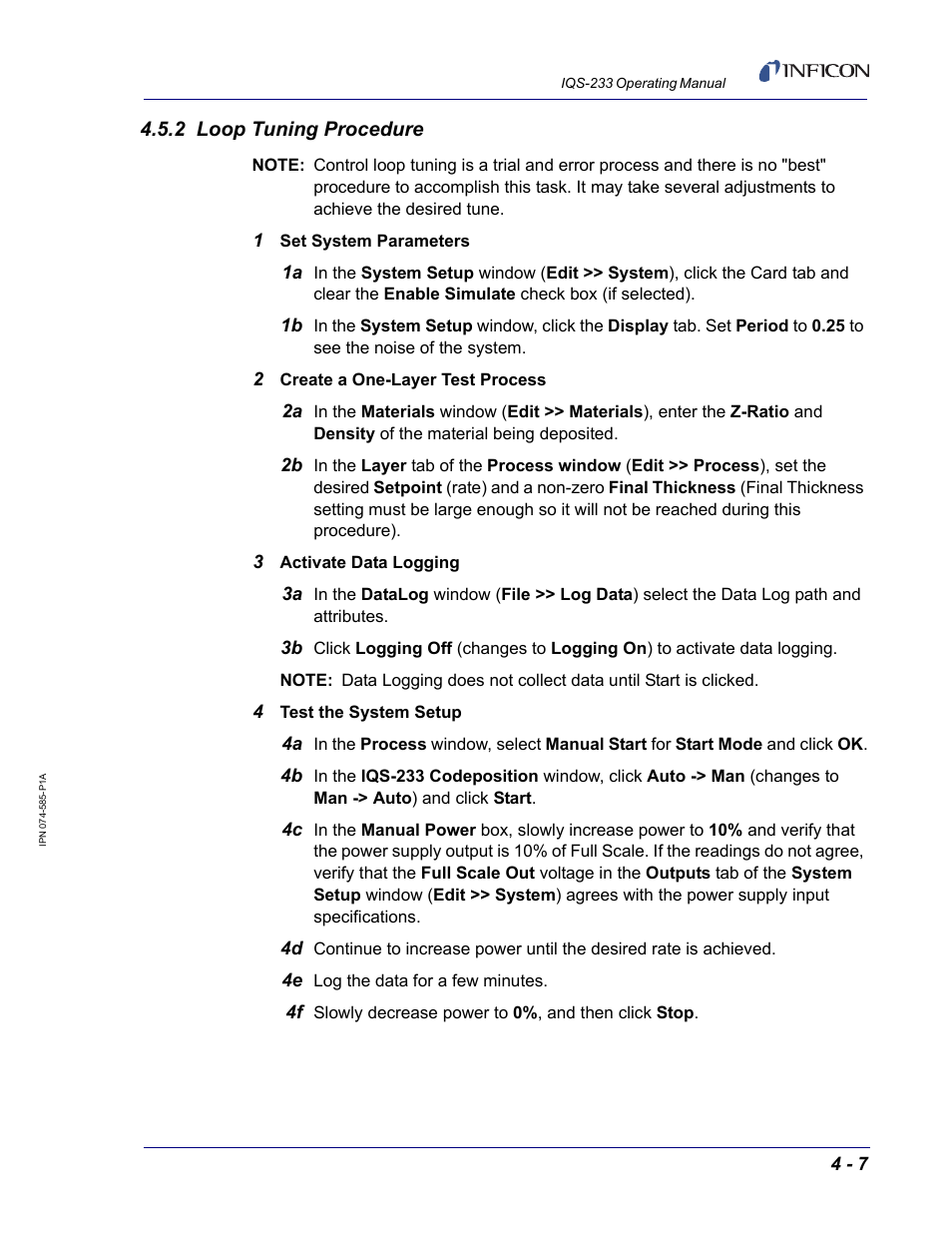 2 loop tuning procedure | INFICON IQM-233 Thin Film Deposition Controller PCI-Express Card Codeposition Software Operating Manual User Manual | Page 121 / 136