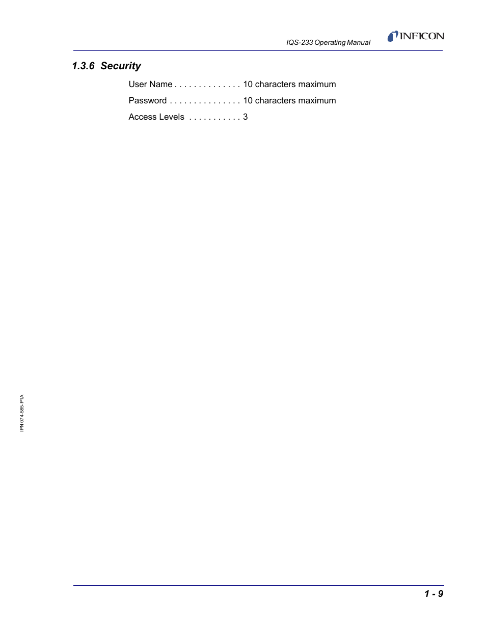 6 security | INFICON IQM-233 Thin Film Deposition Controller PCI-Express Card Codeposition Software Operating Manual User Manual | Page 19 / 136