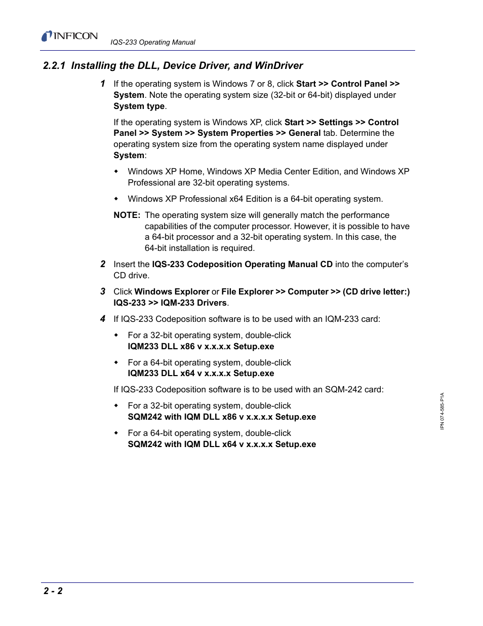 1 installing the dll, device driver, and windriver | INFICON IQM-233 Thin Film Deposition Controller PCI-Express Card Codeposition Software Operating Manual User Manual | Page 22 / 136