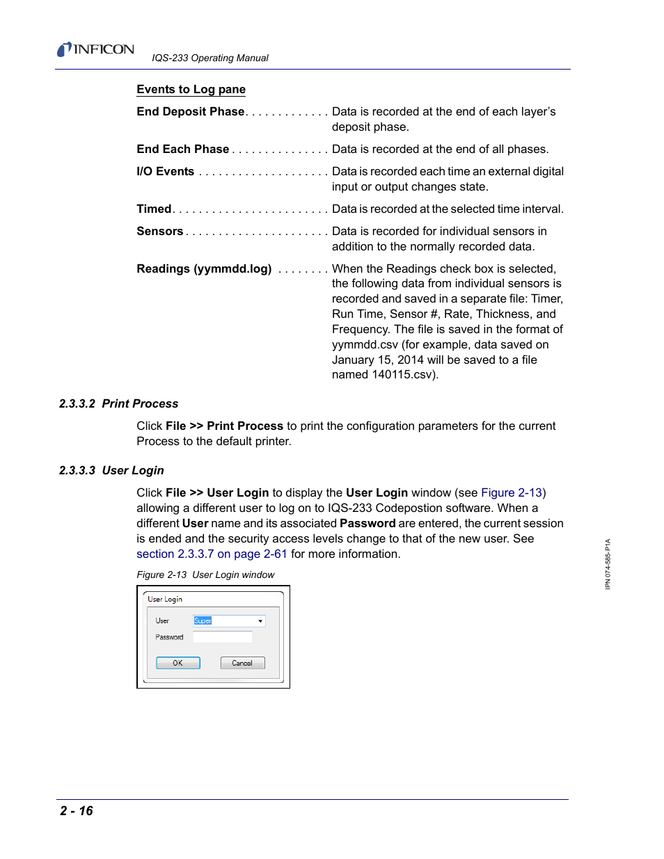 2 print process, 3 user login | INFICON IQM-233 Thin Film Deposition Controller PCI-Express Card Codeposition Software Operating Manual User Manual | Page 36 / 136