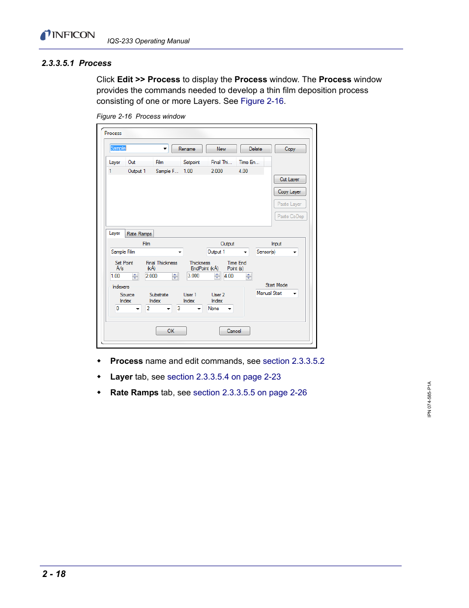 1 process, Section 2.3.3.5.1 | INFICON IQM-233 Thin Film Deposition Controller PCI-Express Card Codeposition Software Operating Manual User Manual | Page 38 / 136