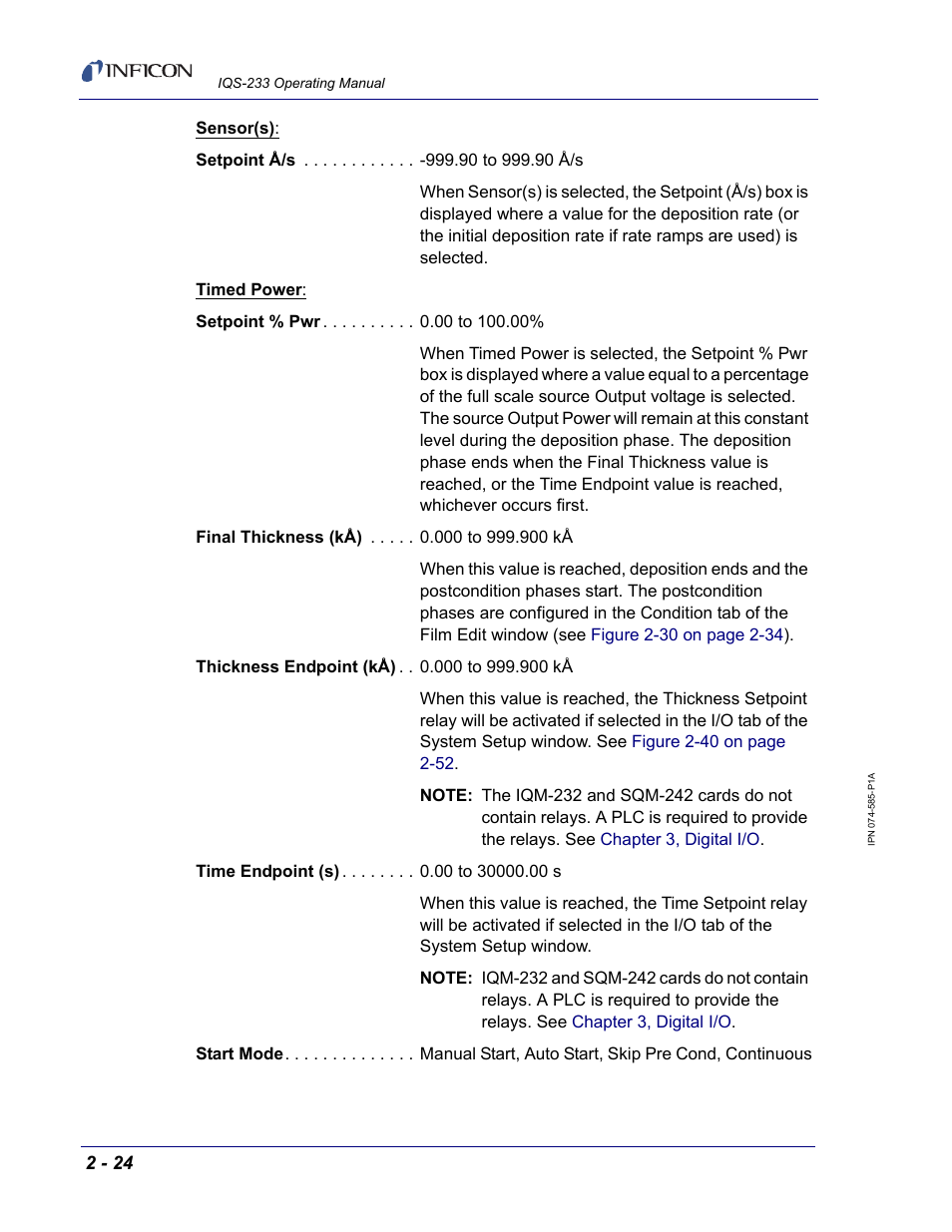 INFICON IQM-233 Thin Film Deposition Controller PCI-Express Card Codeposition Software Operating Manual User Manual | Page 44 / 136