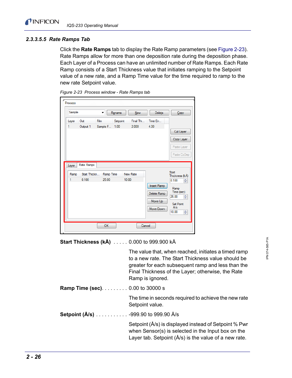 5 rate ramps tab, Ab, see | INFICON IQM-233 Thin Film Deposition Controller PCI-Express Card Codeposition Software Operating Manual User Manual | Page 46 / 136