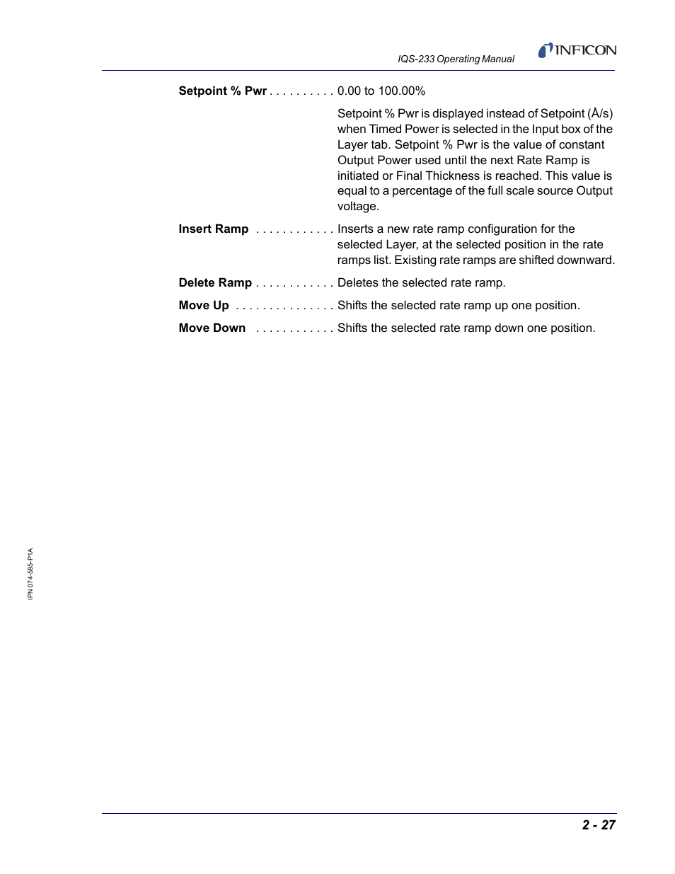 INFICON IQM-233 Thin Film Deposition Controller PCI-Express Card Codeposition Software Operating Manual User Manual | Page 47 / 136