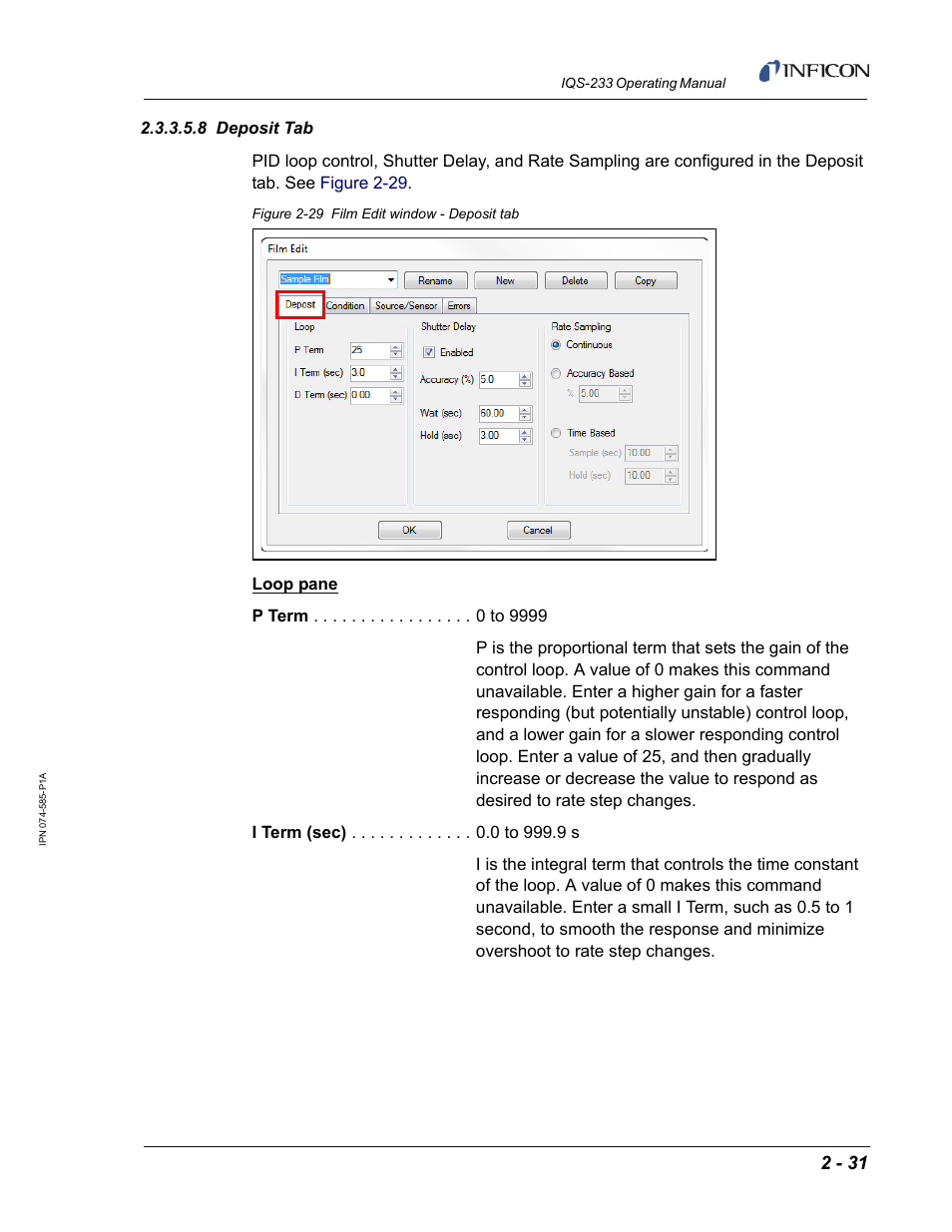 8 deposit tab | INFICON IQM-233 Thin Film Deposition Controller PCI-Express Card Codeposition Software Operating Manual User Manual | Page 51 / 136