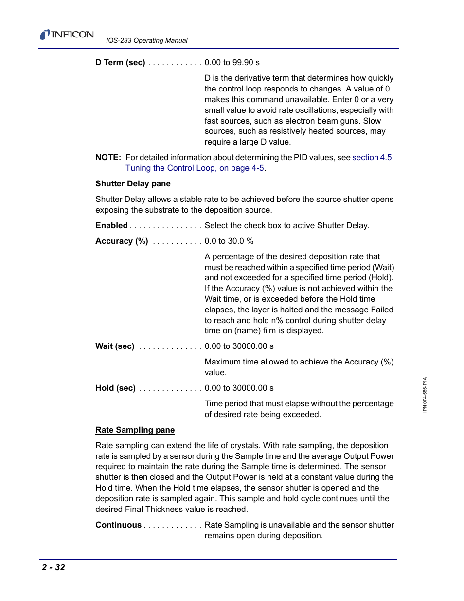 INFICON IQM-233 Thin Film Deposition Controller PCI-Express Card Codeposition Software Operating Manual User Manual | Page 52 / 136
