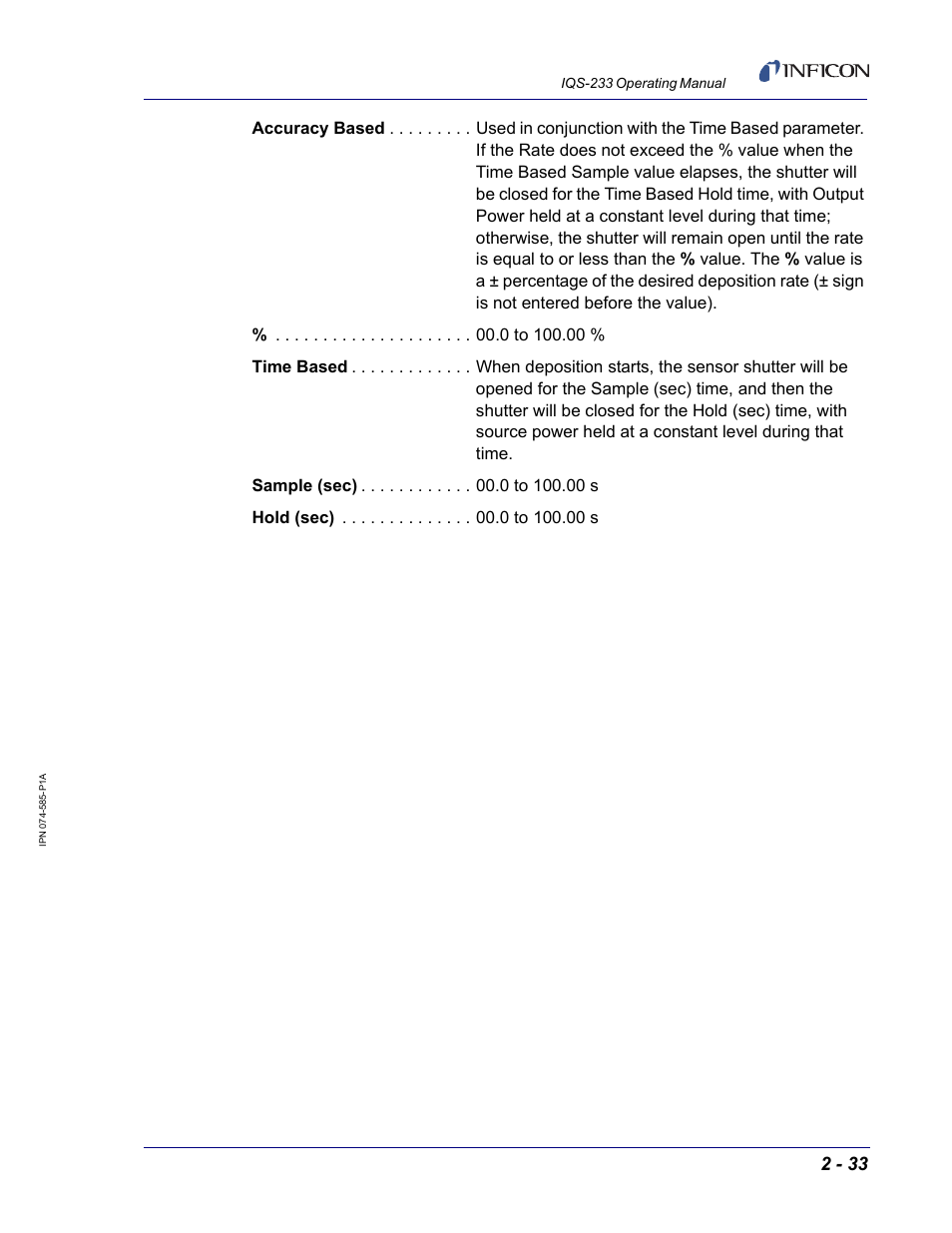 INFICON IQM-233 Thin Film Deposition Controller PCI-Express Card Codeposition Software Operating Manual User Manual | Page 53 / 136