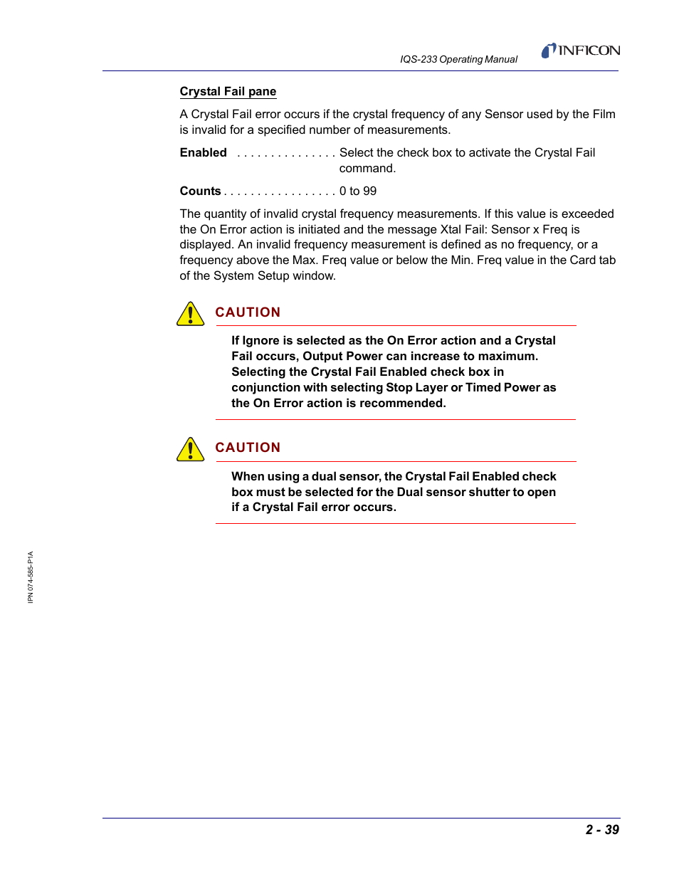 Caution | INFICON IQM-233 Thin Film Deposition Controller PCI-Express Card Codeposition Software Operating Manual User Manual | Page 59 / 136