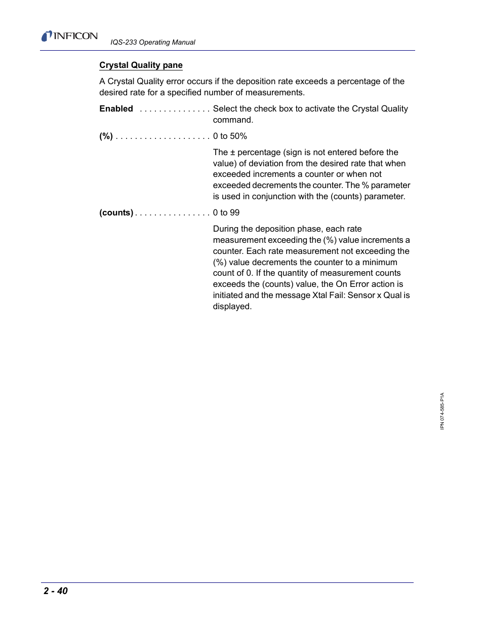 INFICON IQM-233 Thin Film Deposition Controller PCI-Express Card Codeposition Software Operating Manual User Manual | Page 60 / 136