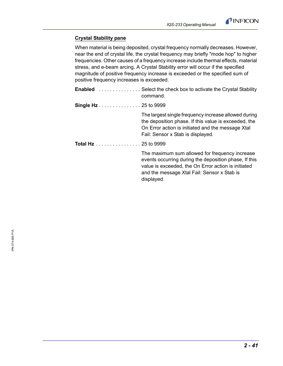 INFICON IQM-233 Thin Film Deposition Controller PCI-Express Card Codeposition Software Operating Manual User Manual | Page 61 / 136