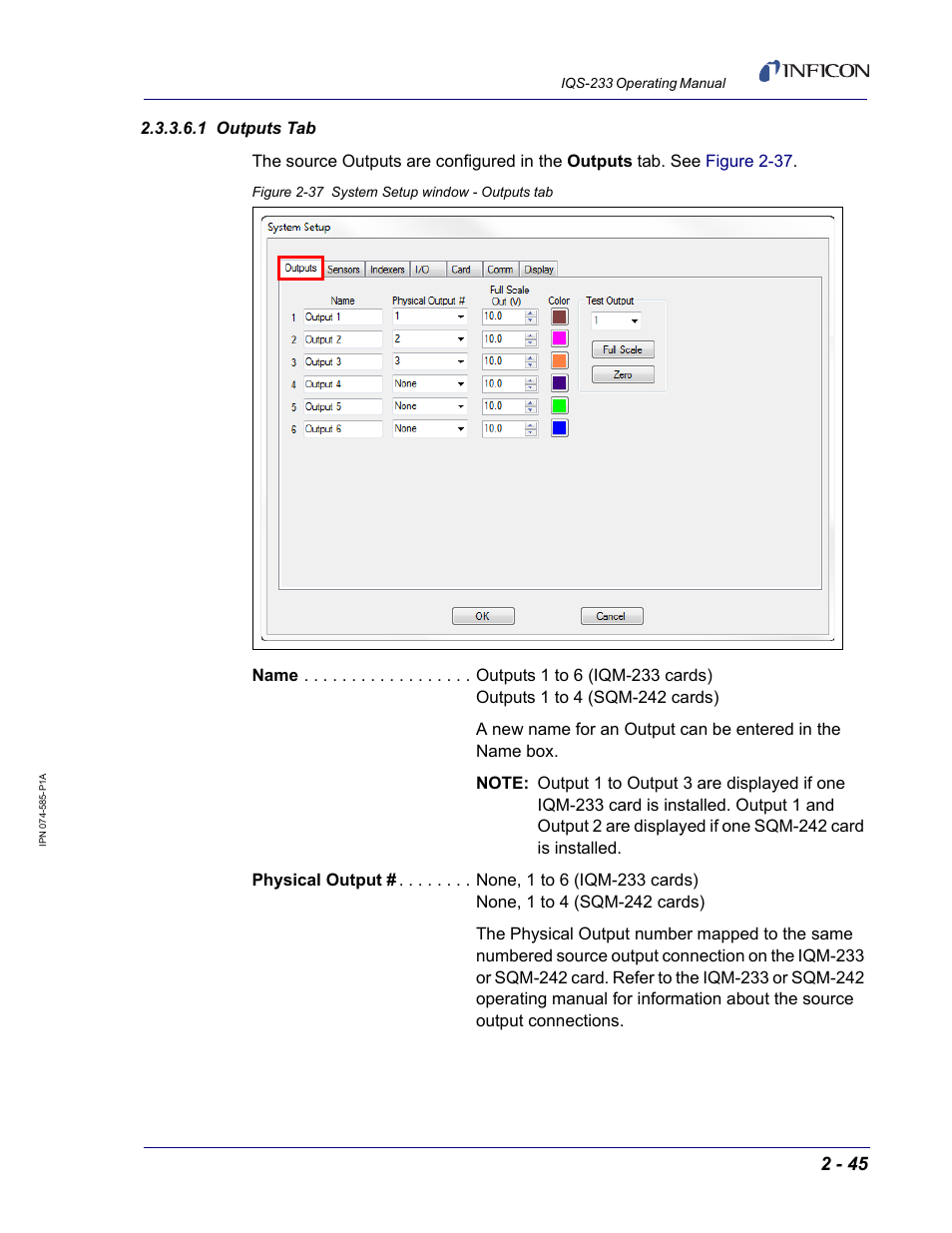 1 outputs tab, Dow (see, Figure 2-37 on | Section 2.3.3.6.1 | INFICON IQM-233 Thin Film Deposition Controller PCI-Express Card Codeposition Software Operating Manual User Manual | Page 65 / 136