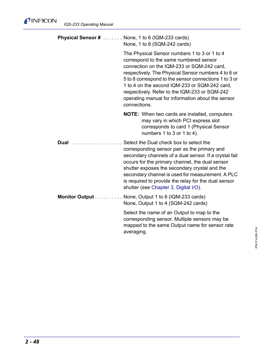 INFICON IQM-233 Thin Film Deposition Controller PCI-Express Card Codeposition Software Operating Manual User Manual | Page 68 / 136