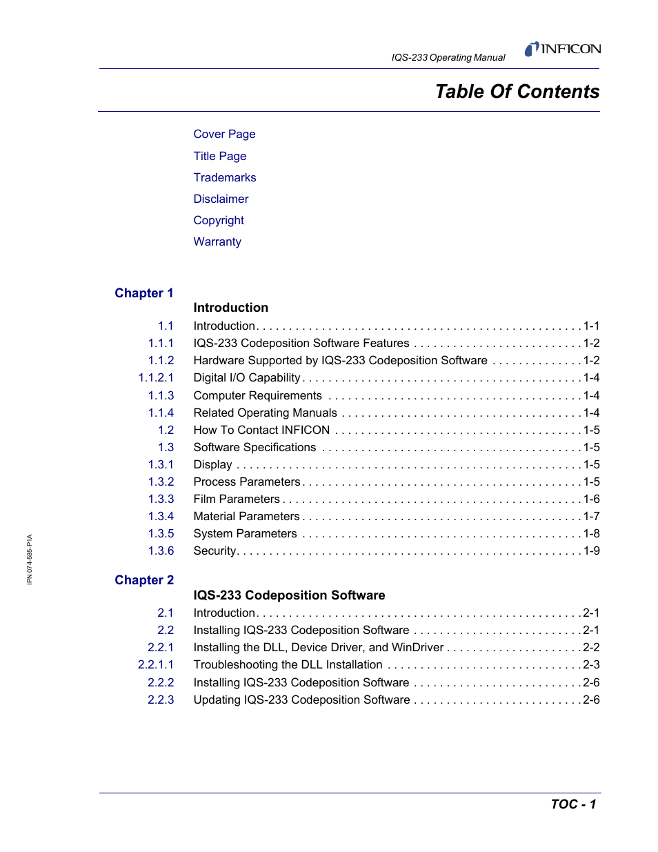 INFICON IQM-233 Thin Film Deposition Controller PCI-Express Card Codeposition Software Operating Manual User Manual | Page 7 / 136