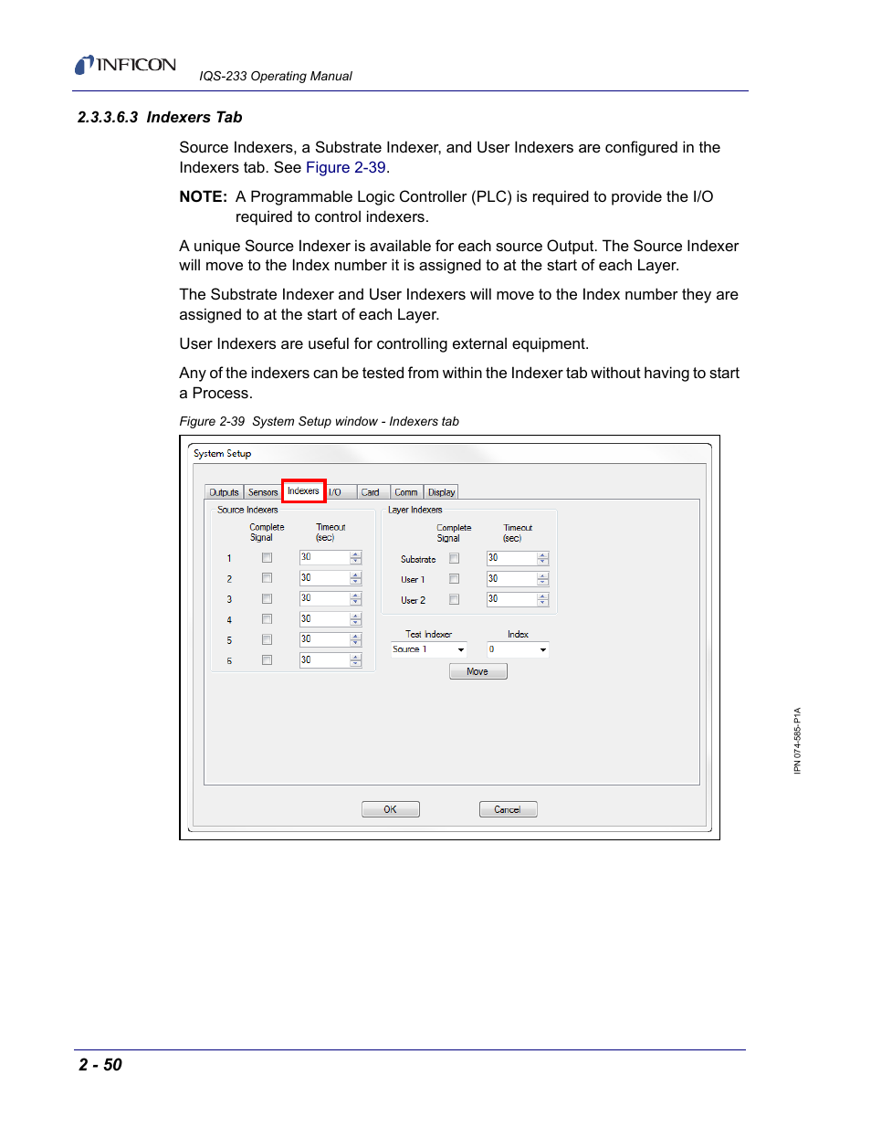 3 indexers tab, Ab, see | INFICON IQM-233 Thin Film Deposition Controller PCI-Express Card Codeposition Software Operating Manual User Manual | Page 70 / 136