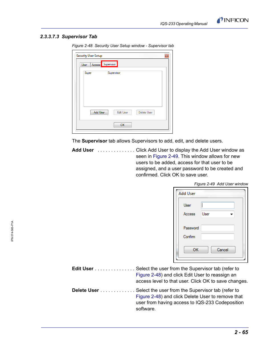 3 supervisor tab | INFICON IQM-233 Thin Film Deposition Controller PCI-Express Card Codeposition Software Operating Manual User Manual | Page 85 / 136