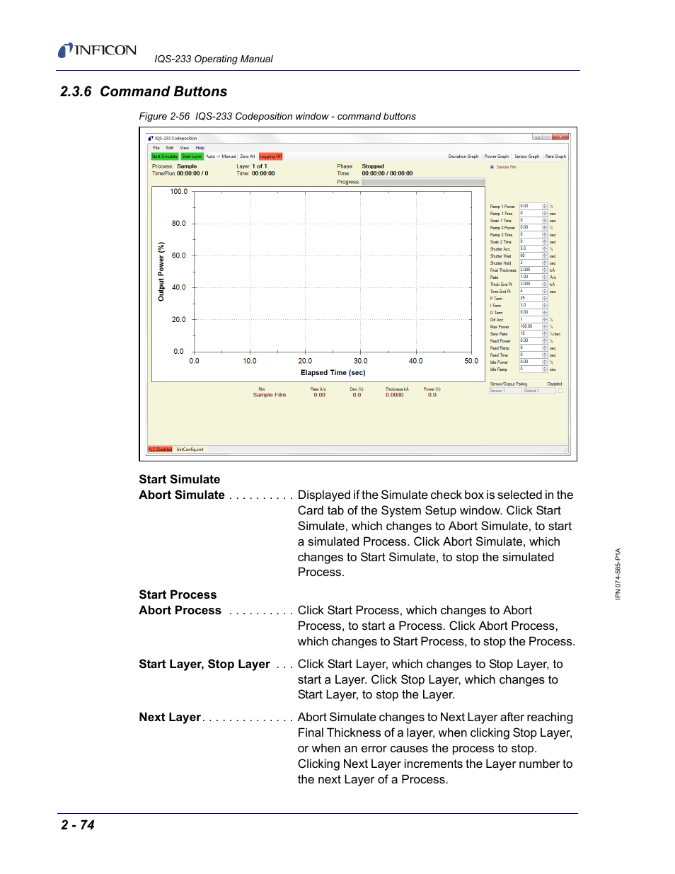 6 command buttons | INFICON IQM-233 Thin Film Deposition Controller PCI-Express Card Codeposition Software Operating Manual User Manual | Page 94 / 136