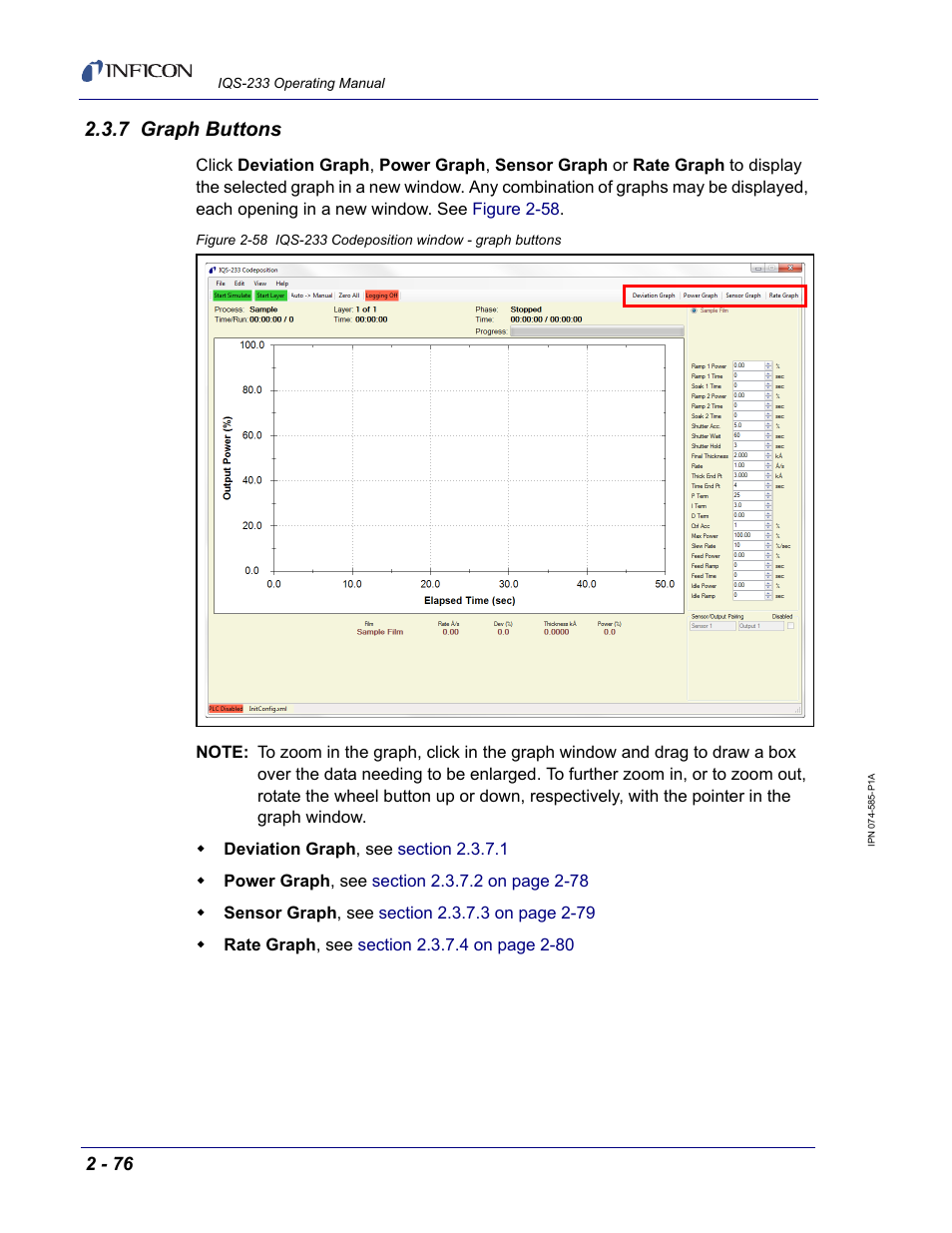 7 graph buttons | INFICON IQM-233 Thin Film Deposition Controller PCI-Express Card Codeposition Software Operating Manual User Manual | Page 96 / 136