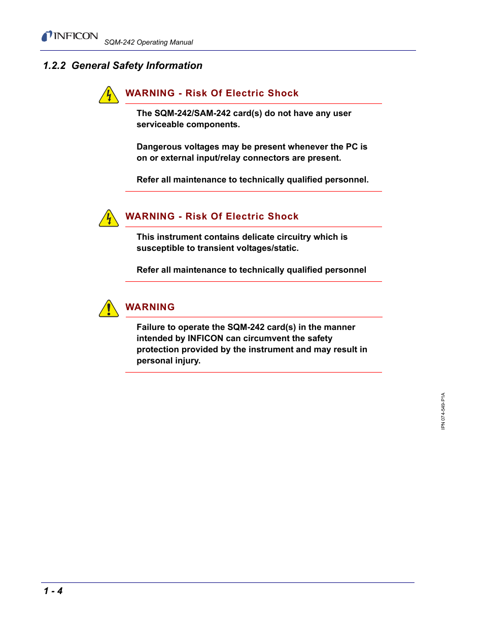 2 general safety information | INFICON SQM-242 Thin Film Deposition Controller Card Operating Manual User Manual | Page 16 / 108