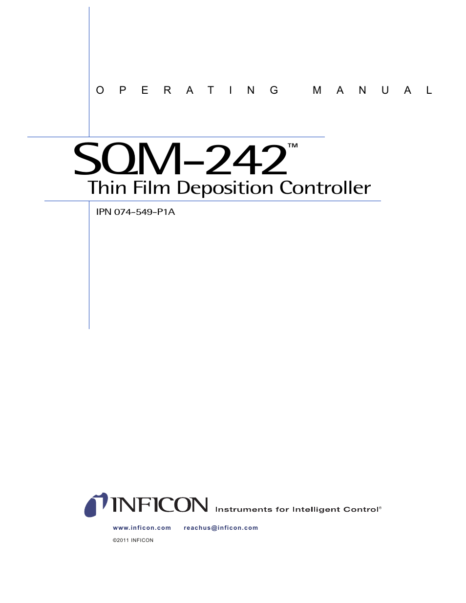 Sqm-242, Thin film deposition controller | INFICON SQM-242 Thin Film Deposition Controller Card Operating Manual User Manual | Page 3 / 108