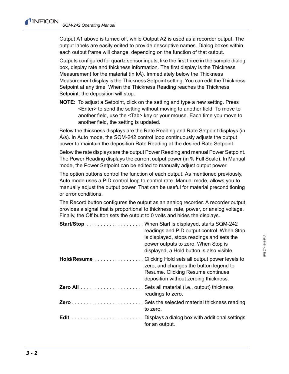INFICON SQM-242 Thin Film Deposition Controller Card Operating Manual User Manual | Page 30 / 108