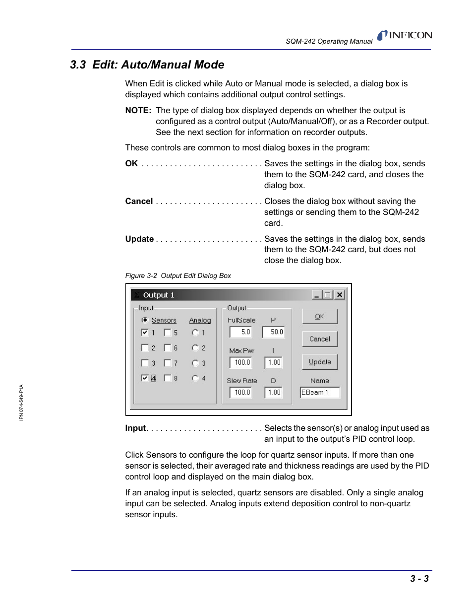 3 edit: auto/manual mode | INFICON SQM-242 Thin Film Deposition Controller Card Operating Manual User Manual | Page 31 / 108