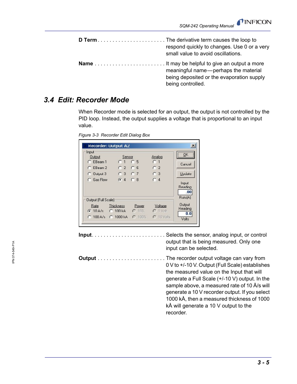 4 edit: recorder mode | INFICON SQM-242 Thin Film Deposition Controller Card Operating Manual User Manual | Page 33 / 108