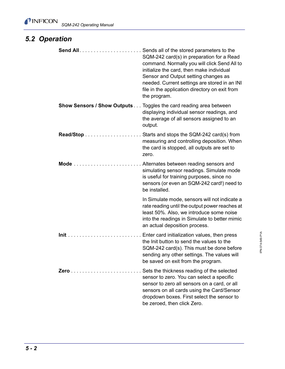 2 operation | INFICON SQM-242 Thin Film Deposition Controller Card Operating Manual User Manual | Page 44 / 108