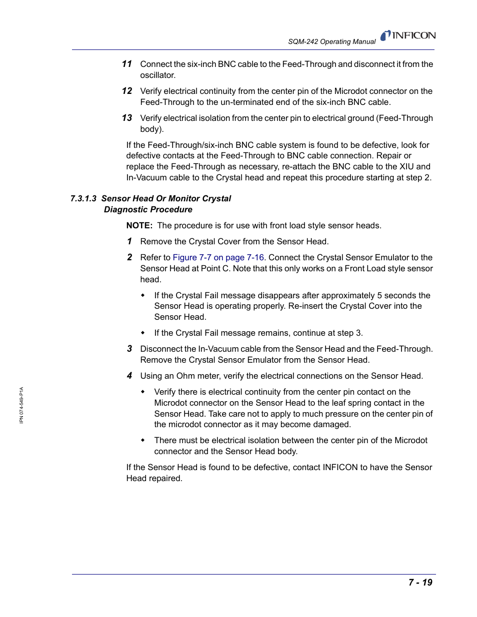 Section, Section 7.3.1.3 on | INFICON SQM-242 Thin Film Deposition Controller Card Operating Manual User Manual | Page 73 / 108