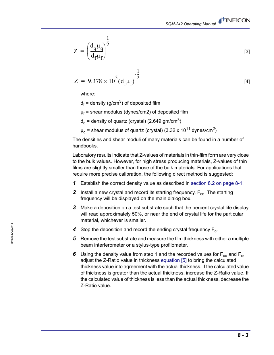 INFICON SQM-242 Thin Film Deposition Controller Card Operating Manual User Manual | Page 79 / 108