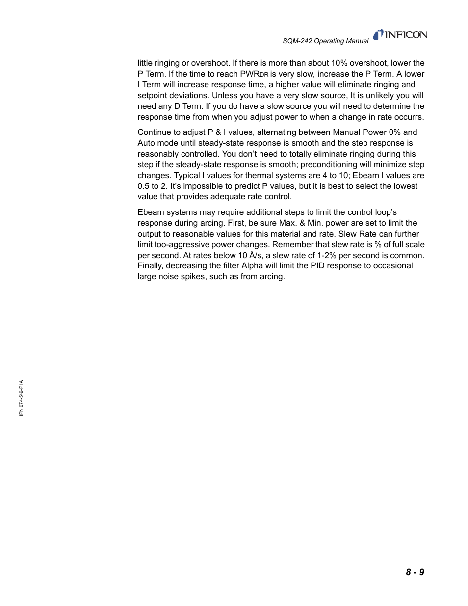 INFICON SQM-242 Thin Film Deposition Controller Card Operating Manual User Manual | Page 85 / 108