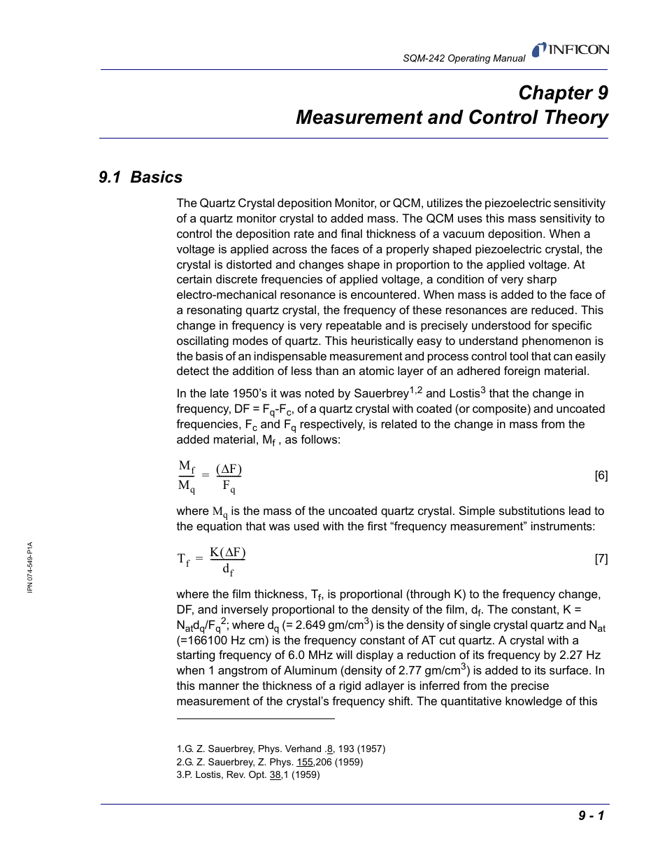 Chapter 9 measurement and control theory, 1 basics, Chapter 9 | INFICON SQM-242 Thin Film Deposition Controller Card Operating Manual User Manual | Page 87 / 108