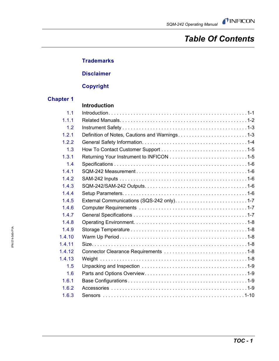 INFICON SQM-242 Thin Film Deposition Controller Card Operating Manual User Manual | Page 9 / 108