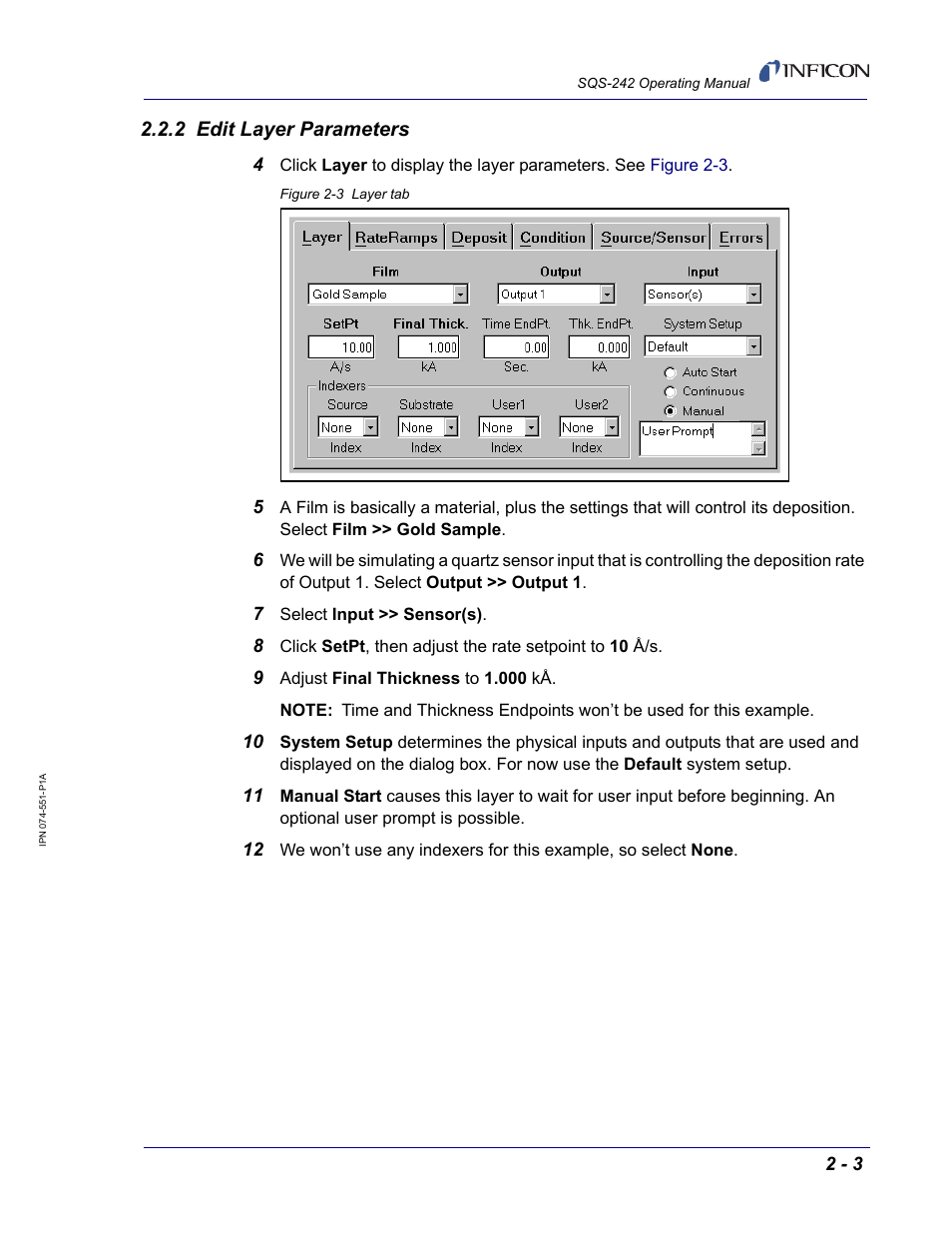 2 edit layer parameters | INFICON SQM-242 Thin Film Deposition Controller Card Software Operating Manual User Manual | Page 17 / 84