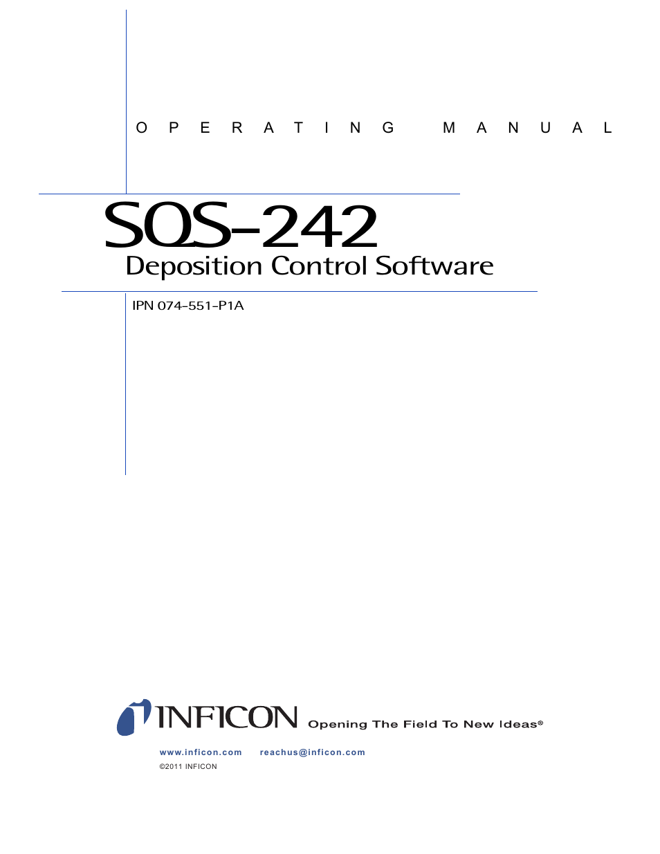 Sqs-242, Deposition control software | INFICON SQM-242 Thin Film Deposition Controller Card Software Operating Manual User Manual | Page 3 / 84