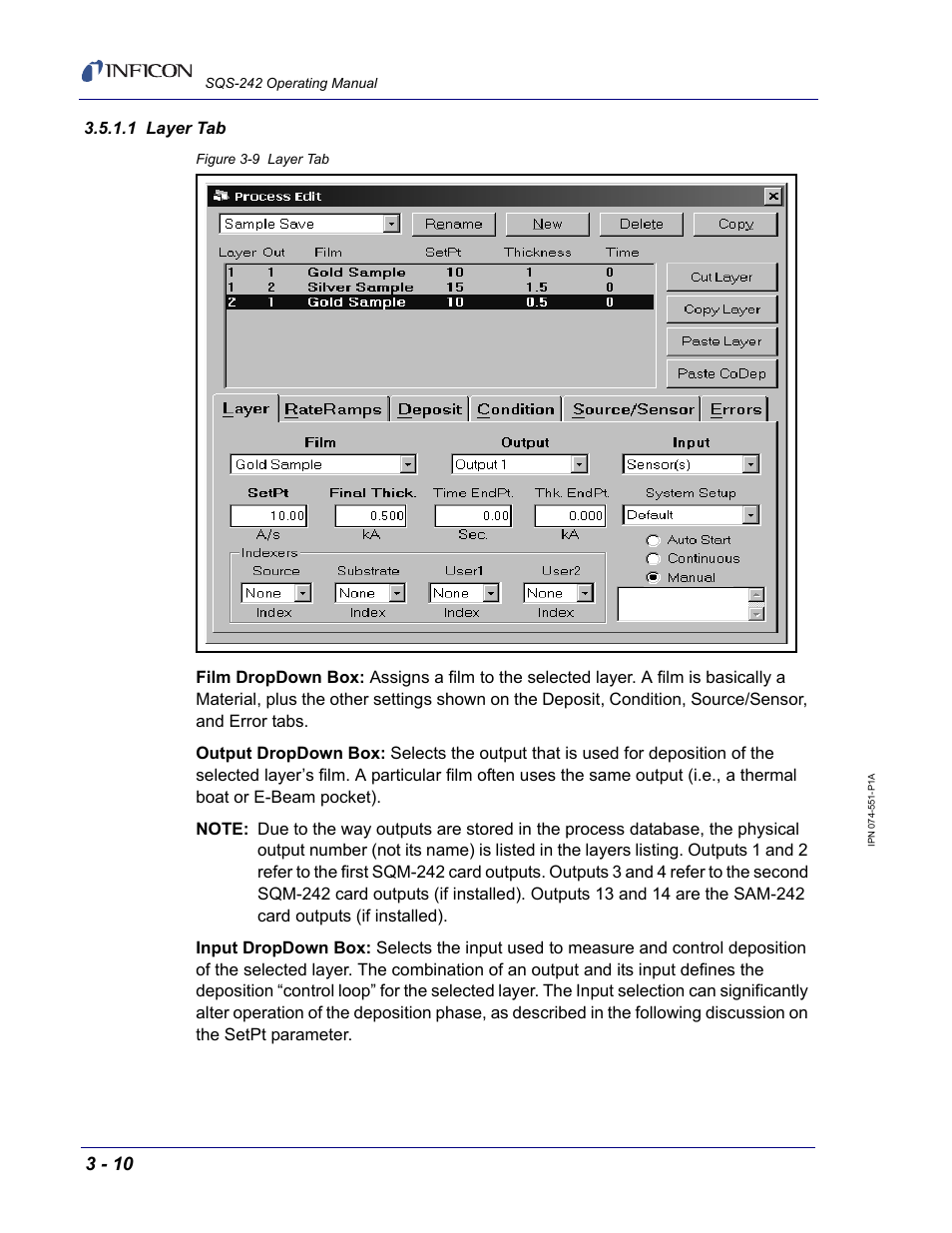1 layer tab | INFICON SQM-242 Thin Film Deposition Controller Card Software Operating Manual User Manual | Page 40 / 84