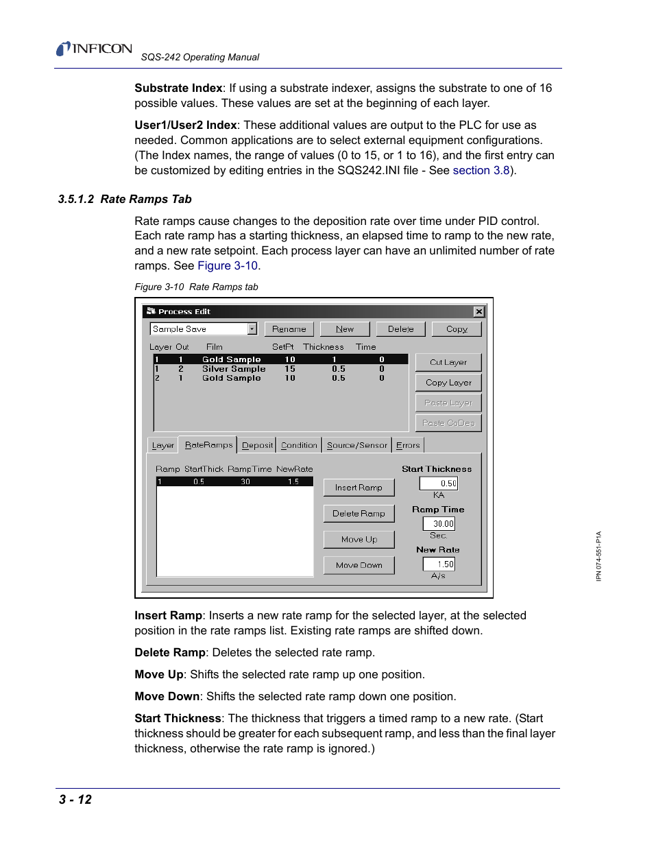 2 rate ramps tab | INFICON SQM-242 Thin Film Deposition Controller Card Software Operating Manual User Manual | Page 42 / 84