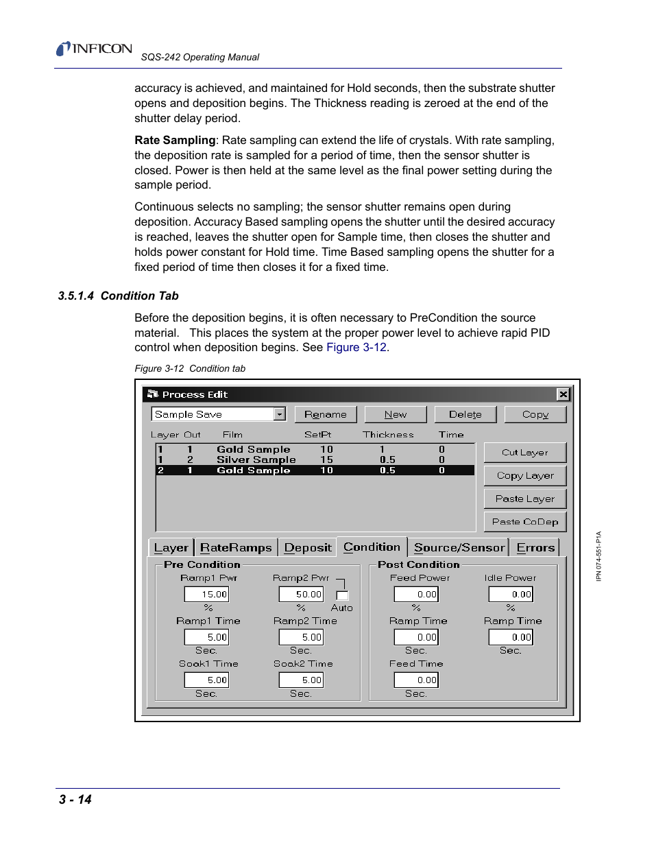 4 condition tab | INFICON SQM-242 Thin Film Deposition Controller Card Software Operating Manual User Manual | Page 44 / 84
