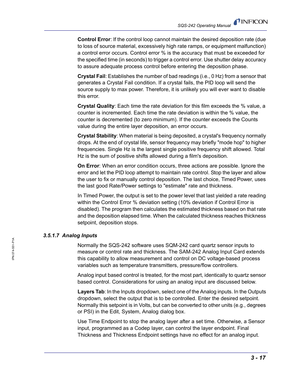7 analog inputs | INFICON SQM-242 Thin Film Deposition Controller Card Software Operating Manual User Manual | Page 47 / 84