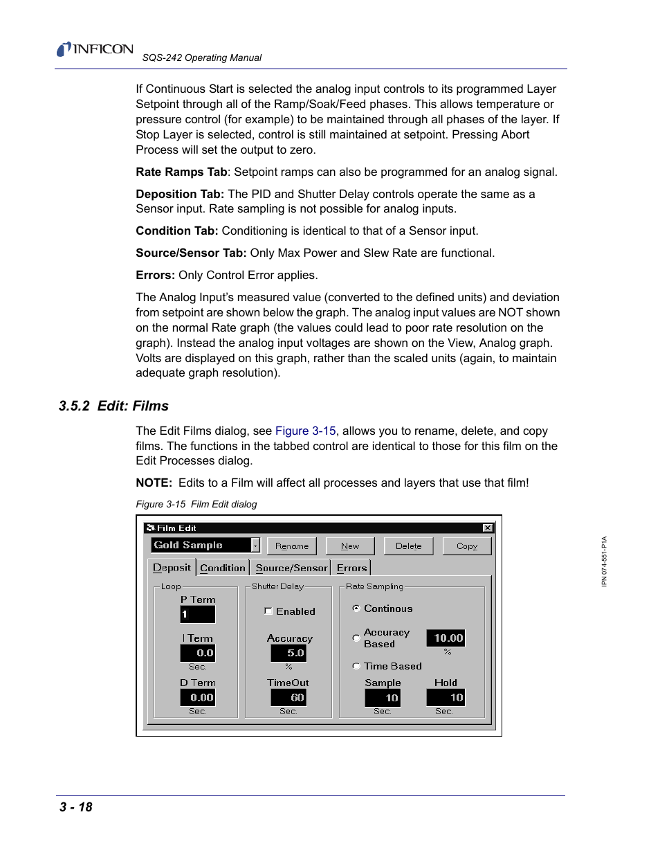 2 edit: films | INFICON SQM-242 Thin Film Deposition Controller Card Software Operating Manual User Manual | Page 48 / 84